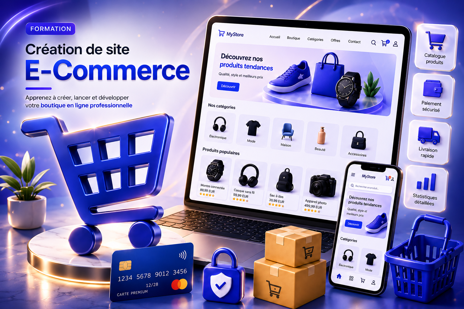 Illustration Créer un site e-commerce