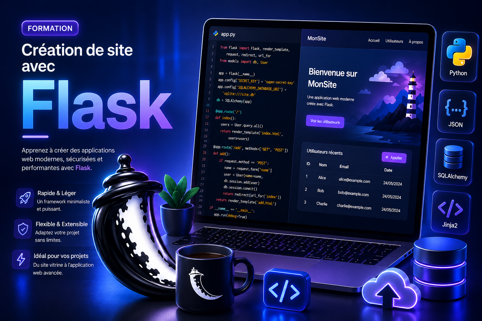 Illustration Créer un site Flask