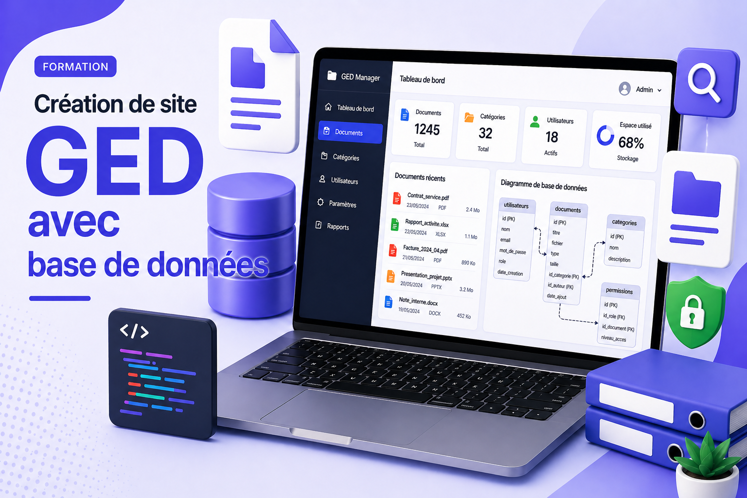 Illustration Créer une GED base de données