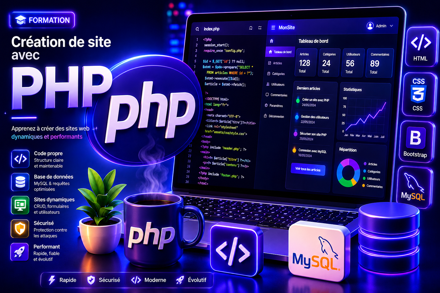 Illustration Créer un site PHP